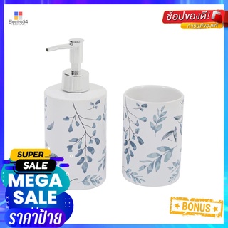 กระปุกห้องน้ำเซรามิก MOYA CE2814AA-2 BLUE LEAFCERAMIC SOAP DISPENSER SET MOYA CE2814AA-2 BLUE LEAF