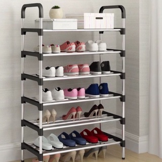 A1 6 Layer Shoe Rack Tier Colored Stainless Steel Stockable Shoes Organizer Storage Stand- Z037