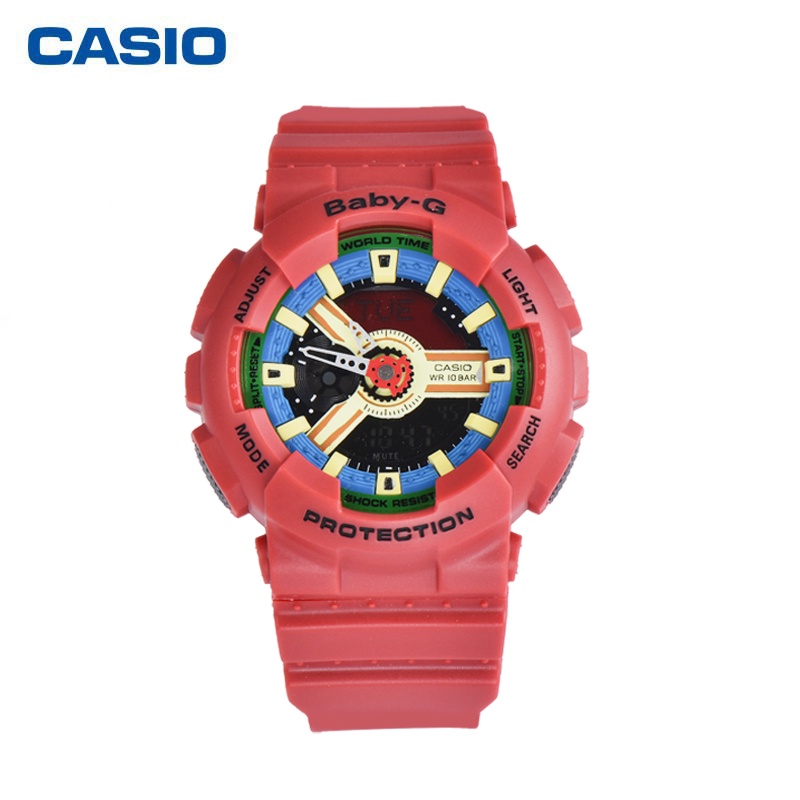 Casio Baby-G แท้แน่นอน 100% นาฬิกาข้อมือผู้หญิง สีดำ/สีทอง สายเรซิ่น รุ่น BA-110-1A Black（ของแท้100% ประกันCMG)