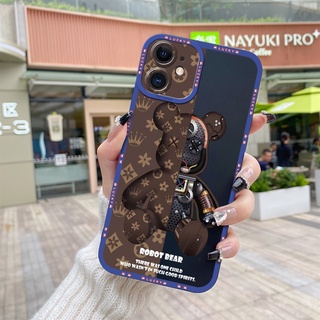 สําหรับ iPhone 11 11 Pro Max เคสแฟชั่น หมี กันกระแทก ขอบสี่เหลี่ยม รูปแบบซิลิโคน เคสป้องกันกล้อง แบบเต็ม เคสนิ่ม