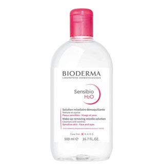 Bioderma Sensibio H2O 500ml. (ฝาสีชมพู) สำหรับสาวผิวแห้ง ธรรมดา ใช้ทำความสะอาดผิวรอบดวงตา และผิวหน้า