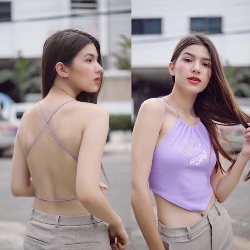 Angel Crop Top เสื้อครอปคล้องคอโชว์หลัง แบรนด์BYKIM