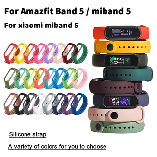 สายนาฬิกา For Amazfit Band 5 สายซิลิโคน าข้อมือ สาย  Bracelet Replacement For Xiaomi MiBand 5 Wrist Color TPU Strap