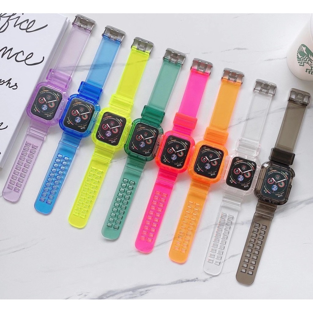 สาย applewatch สายนาฬิกาข้อมือ แบบโปร่งใส สเตนเลส สำหรับ Apple Watch Series 8/7/6/5/4/3/2/1, Ultra 49mm  fit fot Apple Watch SE สาย apple watch 7 ขนาด 41มม 45มม 38มม., 40มม., 42มม., 44มม