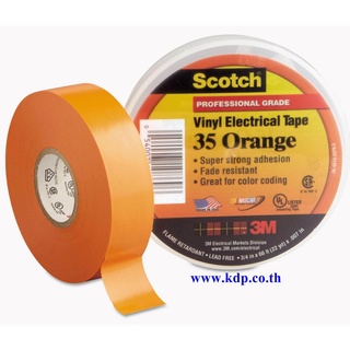 เทปพันสายไฟ Scotch 35 ขนาด 3/4 นิ้ว x 66 ฟุต (22 เมตร) สีส้ม 1 ม้วน.