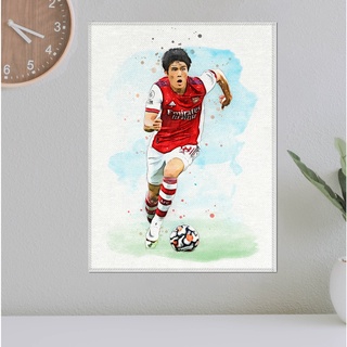 โปสเตอร์ ผ้าแคนวาส ทาเคฮิโระ โทมิยาสุ ทีมอาร์เซนอล Takehiro Tomiyasu Arsenal ภาพวาด ศิลปะ นักบอล นักฟุตบอล