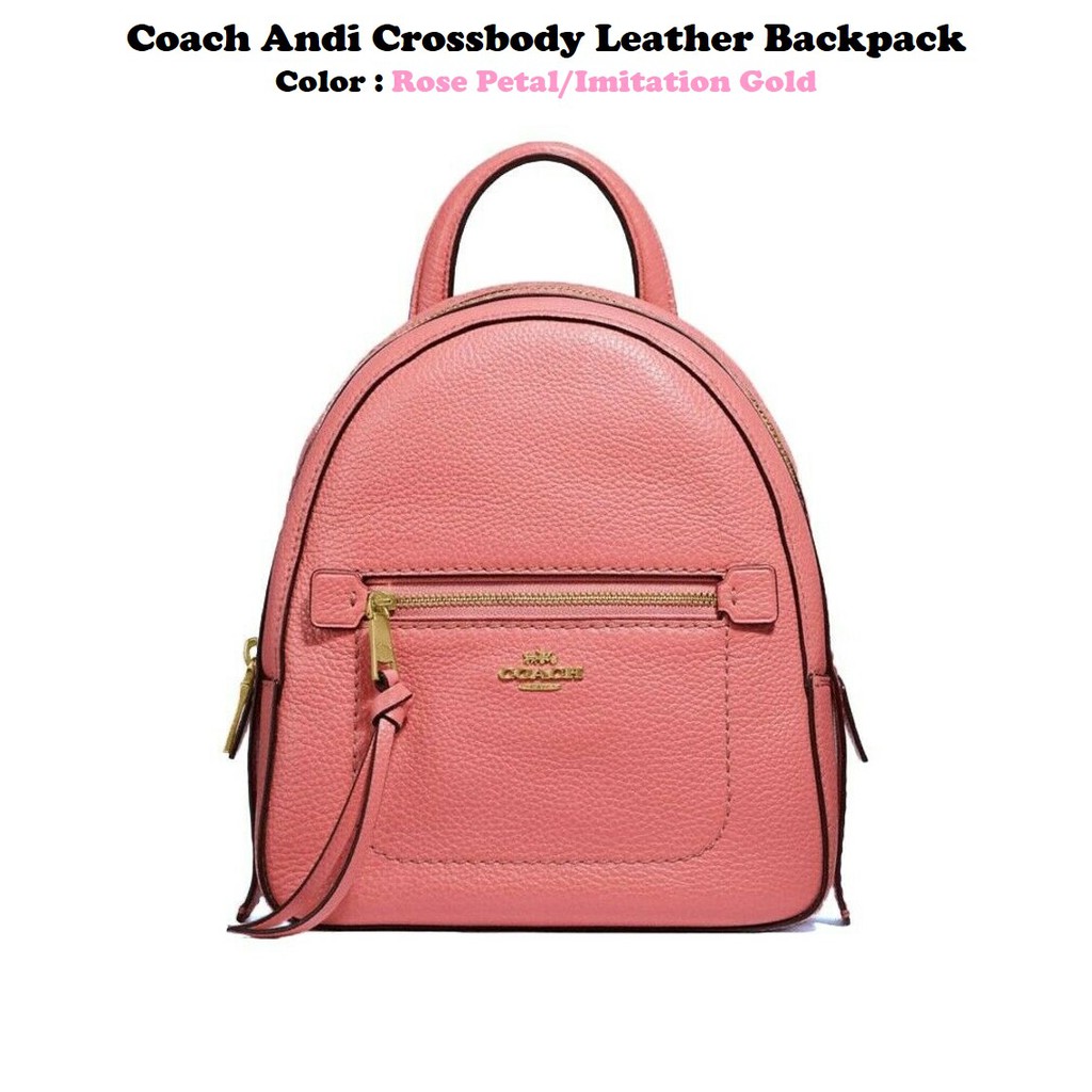 กระเป๋า Coach เป้มินิ [พร้อมส่ง] Coach Andi Crossbody Leather Backpack [F30530] สีชมพู แท้ 💯% ตรงจาก