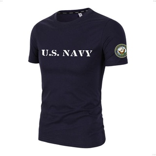 ย้อนยุคเสื้อยืดแขนสั้น คอกลม พิมพ์ลาย US NAVY แฟชั่นฤดูร้อน สําหรับผู้ชาย และผู้หญิงS-5XL