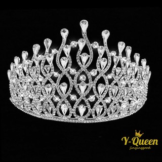 y - q queen ใหม่มงกุฎคริสตัลเครื่องประดับผมสําหรับเจ้าสาว