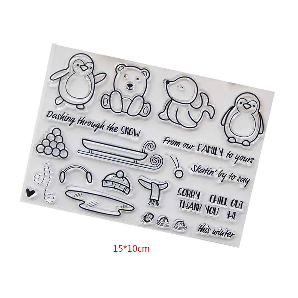Penguin Transparent Clear Silicone Stamp DIY Scrapbooking Photo Albums ...