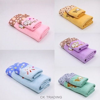 ผ้าเช็ดตัว ขนเป็ด สีสัน สดใส 1 แพ็ก คละลาย(ไม่สามารถเลือกการ์ตูนได้)