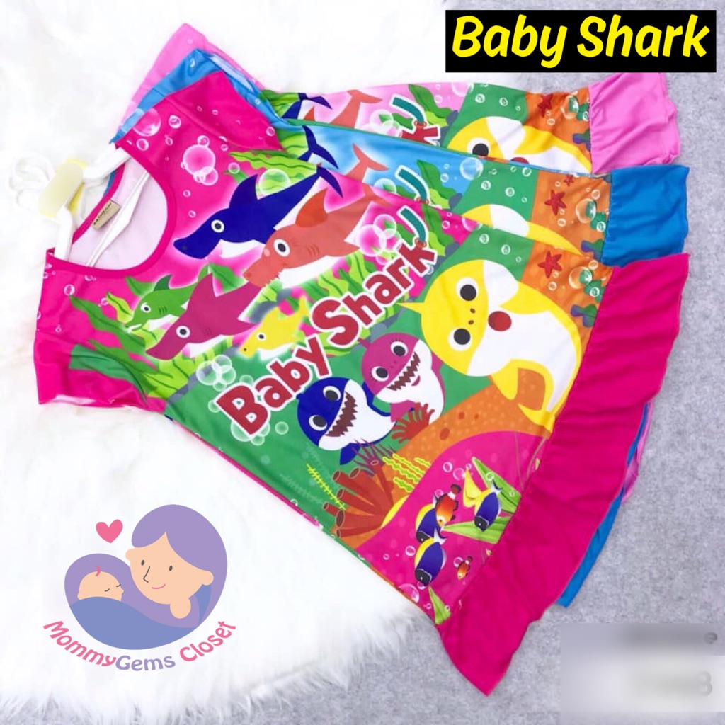 Baby Shark - ชุดนอนเด็กผู้หญิง / ชุดนอน / ชุดนอนชุดเจอร์ซีย์เด็กการ์ตูน