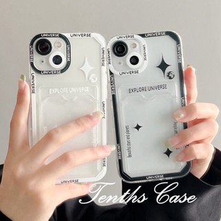 เคสโทรศัพท์มือถือแบบนิ่ม ใส พร้อมช่องใส่บัตร ลายดาว สําหรับ Samsung A14 A54 A34 A04s A04 A23 A33 A53 A73 A03 A13 A03s A12 A52 A22 A32 S23 S21 S22 Plus Ultra A51 A71 A50 A50s A30s A30 A20