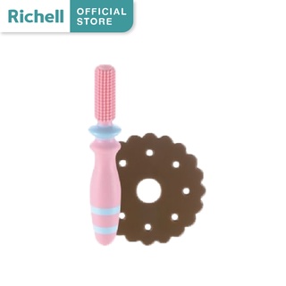 Richell(ริเชล) Massaging Toothbrush6 months แปรงสีฟันวัย 6 เดือน ขนแปรงซิลิโคน หมุนได้ 360 องศา มีที่กั้นกระแทก