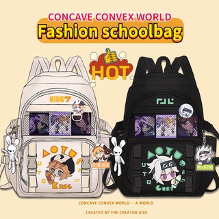 [concave Convex world] Bump world กระเป๋าเป้สะพายหลัง กันน้ํา ความจุขนาดใหญ่ ลายการ์ตูนอนิเมะ สําหรับเด็กนักเรียนผู้ชาย และเด็กผู้หญิง