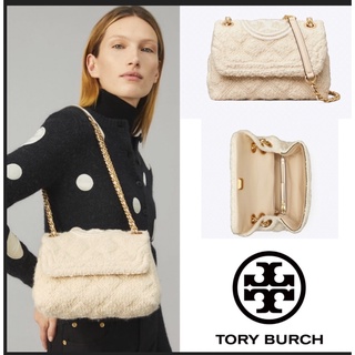 พร้อมส่ง 🔥Sale 9199🔥โคตรถูกจ้า งาน Shop Tory Burch Fleming Soft Boucle Small Convertible Shoulder Bag ผ้าทวิส