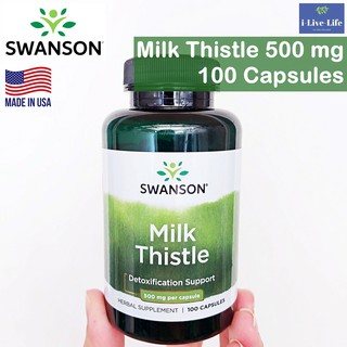 มิลค์ ทิสเซิล Milk Thistle 500 mg 100 Capsules - Swanson บำรุงตับ ต้านอนุมูลอิสระ ช่วยล้างสารพิษในตับ