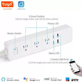 Smart Plug Power Strip ปลั๊ก🔌อัจฉริยะ 3ช่อง 2 USB เปิด ปิด แยกอิสระ