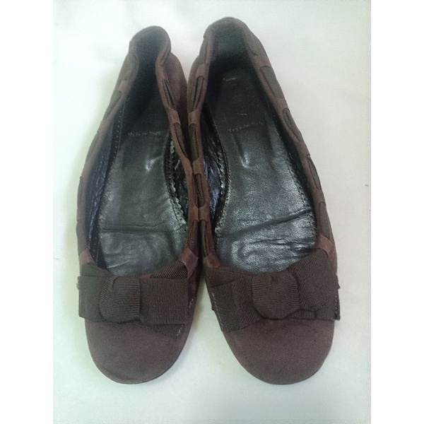 รองเท้าส้นแบนหนังแท้สีน้ำตาลjcrew