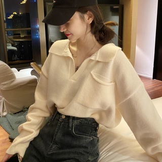 Suxi เสื้อกันหนาวลําลอง คอวี ทรงหลวม เข้ากับทุกการแต่งกาย สไตล์เกาหลี วินเทจ สําหรับผู้หญิง