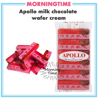 Apollo milk chocolate wafer cream เวเฟอร์เคลือบช๊อคโกแลต มี 48แท่ง