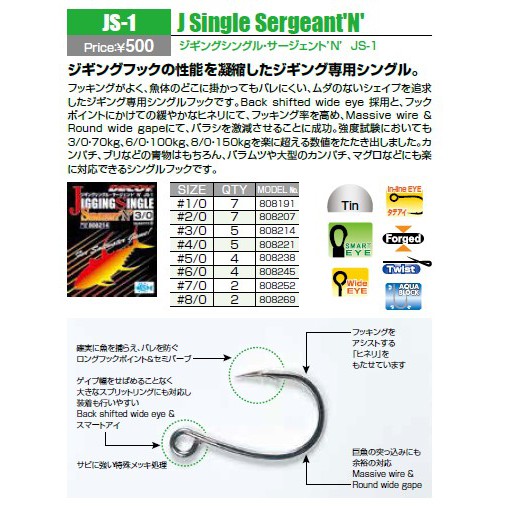 เบ็ดตกปลา เบ็ดจิ๊ก  ดีคอยล์ Decoy JS-1 J Single Sergeant’N’  สุดยอดเบ็ดจิ๊กนำเข้าโดย KTN ราคา ถูกที่สุด ดีลบีเคเค แกลเลอรีภาพที่ 3