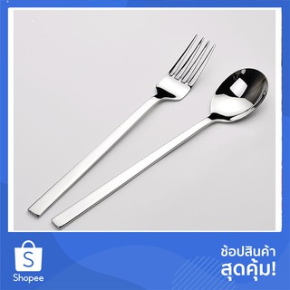 ช้อนเกาหลีสแตนเลส ด้ามยาว ((1 คู่ ช้อน+ส้อม))