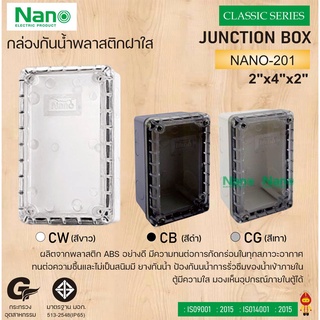 NANO กล่องกันน้ำพลาสติก ฝากล่องใส NANO-201CW (ใสขาว),NANO-201CB (ใสดำ),NANO-201CG (ใสเทา)