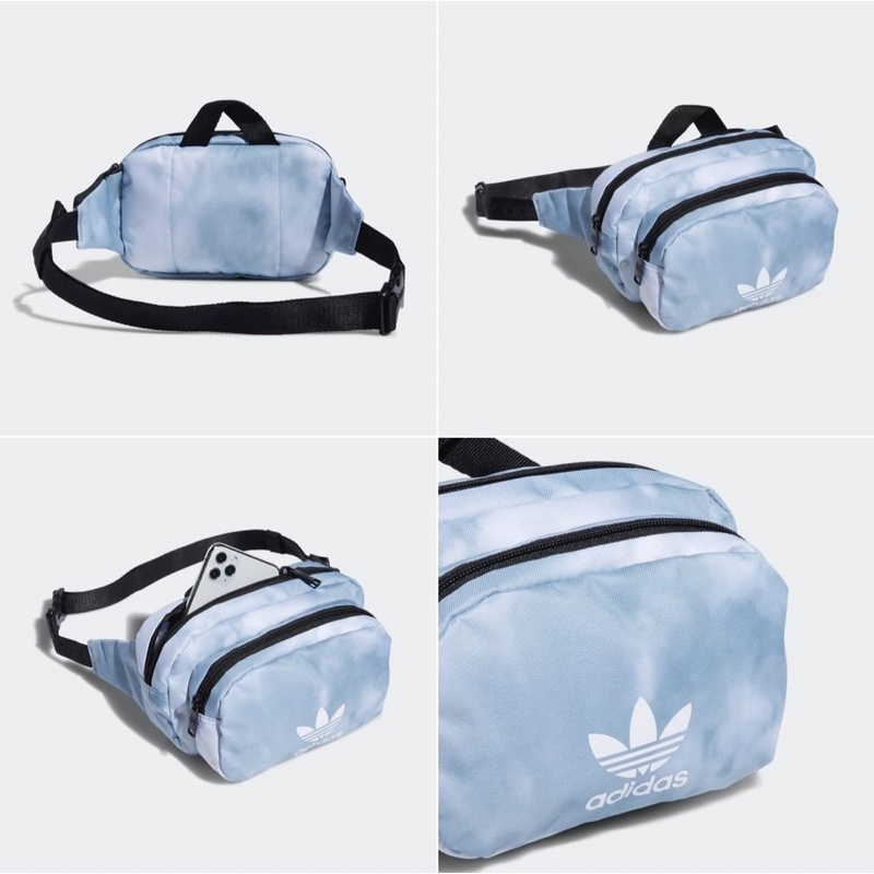[ Auth American Auth ] Adidas Sport Waist Pack Hip Bag Blue White With Spills