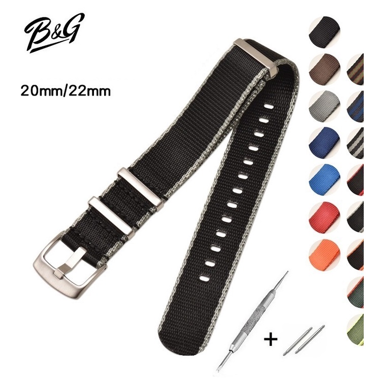 (พร้อมส่ง) Seat Belt NATO Nylon Strap สายนาโต้เนื้อผ้านุ่มลื่น หลากสีหลากลาย แถมเครื่องมือถอดสายและสปริงบาร์