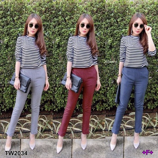 TT2034 Set 2 ชิ้น เสื้อยืดลายริ้ว+กางเกงลินิน Set of 2 pieces: striped t-shirt + linen pants