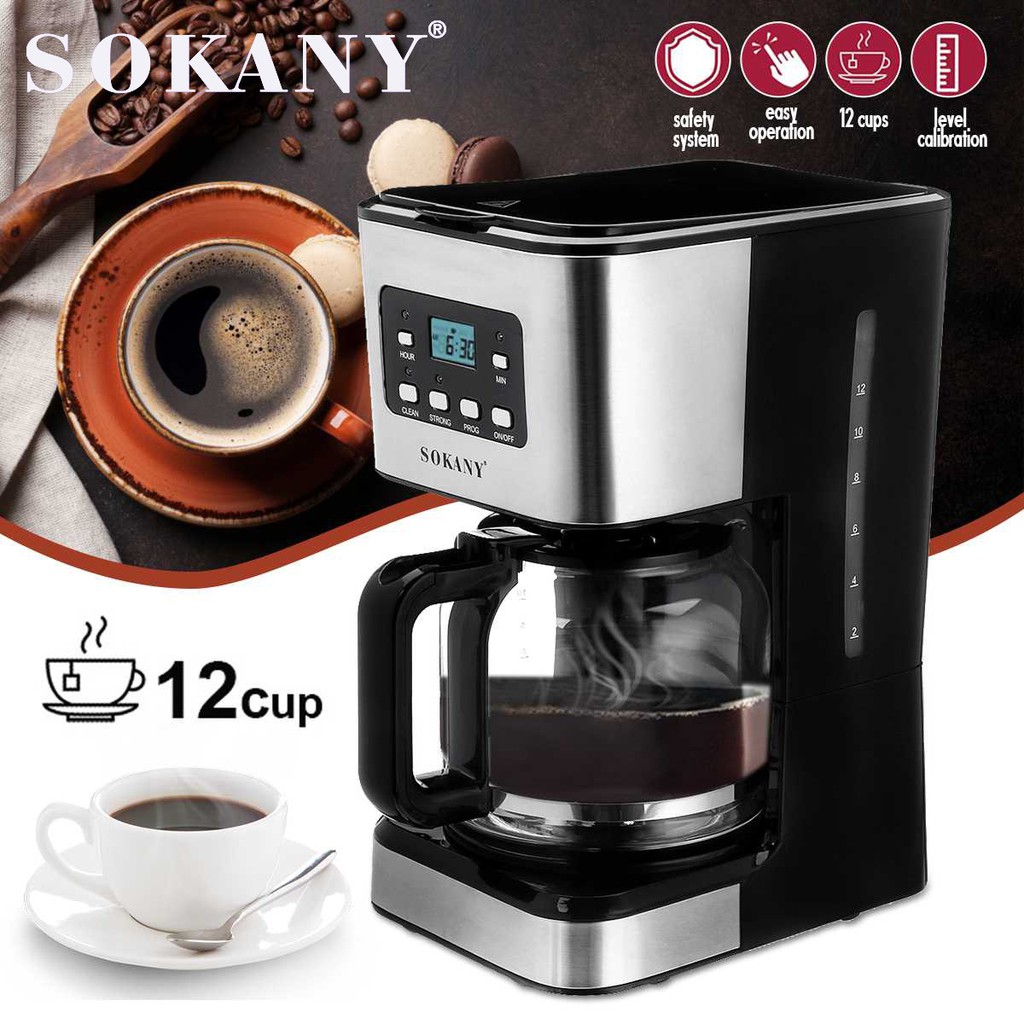 Sokany121E เครื่องชงกาแฟบ้านอัตโนมัติอเมริกันเครื่องชงกาแฟแบบหยดสำหรับการทำชา