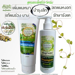 แชมพู&amp;ครีมนวดผม สูตรบอระเพ็ด&amp;วิตามิน  พันธุ์ไทยเฮิร์บ แบรนด์ ของแท้100%