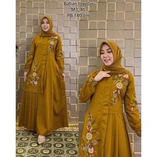 Elvrist - Gamis Azahra Katun Toyobo Bordir Kembang Matahari