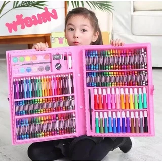 🎉พร้อมส่ง🎉พาเลทชุดระบายสี เซ็ทระบายสี 150 ชิ้น สีน้ำ สีเทียน ดินสอ ยางลบ ไม้บรรทัด สีช็อก เด็ก scb263