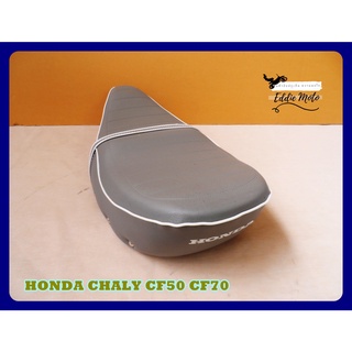 HONDA CHALY CF50 CF70 "GREY" COMPLETE SEAT with "WHITE" TRIM and PIN  // เบาะ เบาะมอเตอร์ไซค์ สีเทา คิ้วขาว มีหมุด