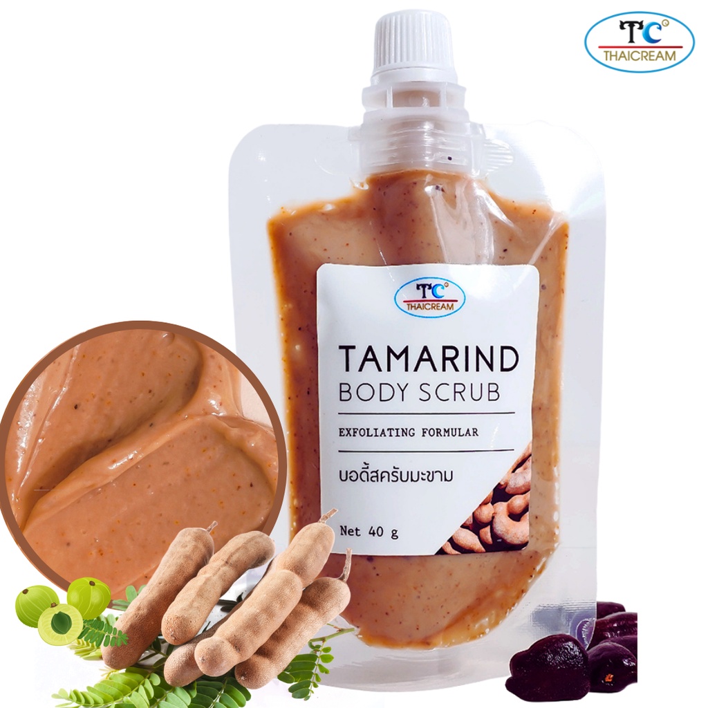 Thaicream สครับมะขาม สครับขัดผิว มะขาม ไทยครีม Tamarind Body Scrub 40g ครีมมะขาม สปา spa ขัดขี้ไคล