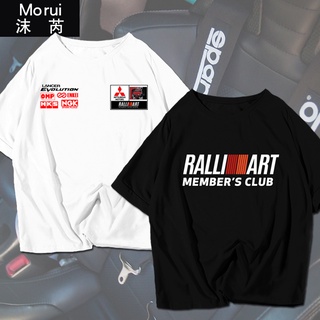 เสื้อยืดโอเวอร์ไซส์เสื้อยืดแขนสั้น ผ้าฝ้ายแท้ พิมพ์ลายรถยนต์ Mitsubishi Evolution สไตล์ญี่ปุ่น สําหรับผู้ชายS-4XL