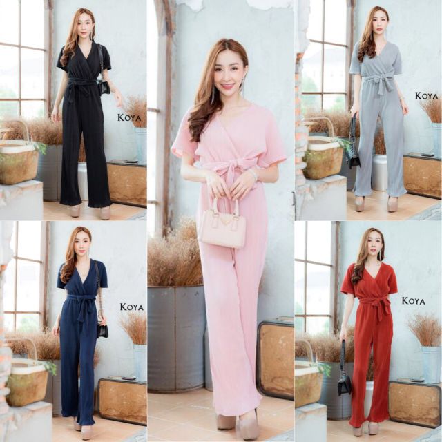 จั้มสูท ขายาวอกไคว้ แขนค้างคาวแพทเทิร์นสวยมาก เดรส ขายส่ง ชุด ราคาถูก jumpsuit484