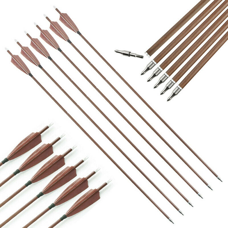 【6/12PCS】31 "ลูกศรคาร์บอนบริสุทธิ์ SP340-600 4'' การยิงธนู Recurve Bow ของตุรกี Feather