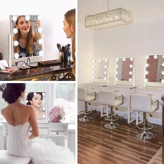กระจก แต่งหน้า Hollywood makeup mirror มีไฟ LED ปลั๊ก USB ปุ่มหน้าจอสัมผัส 3 ไฟ