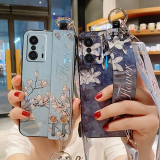 Ready stock เคสโทรศัพท์ XIAOMI 11T 11TPro Flowers Bling Glitter With Wrist Band and Adjustable Crossbody Lanyard Back Cover