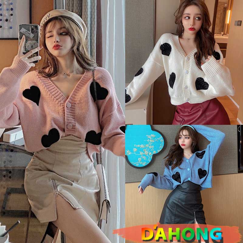 Dahong 50025 เสื้อกันหนาวผู้หญิง เสื้อกันหนาวไหมพรม สไตล์เกาหลี