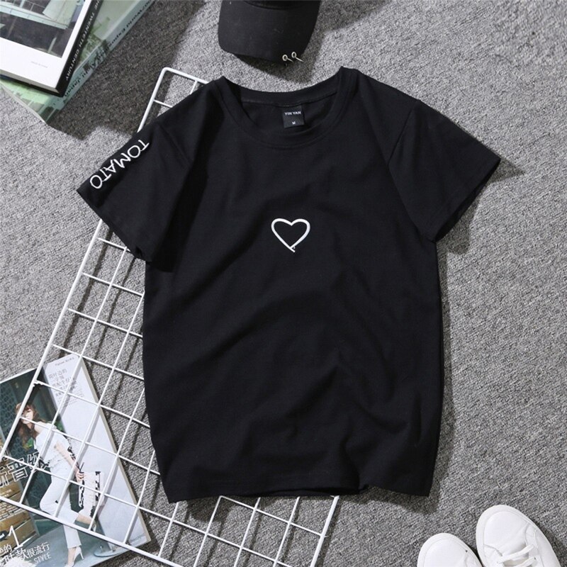 2021 Summer Couples Lovers T Shirt For Women Casual White Tops Tshirt