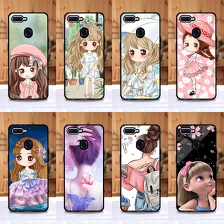 เคส Oppo A7 / A5s / A12 / F9 / F9 pro ใช้เคสเดียวกัน ลายการ์ตูนผู้หญิง ขอบนิ่มหลังแข็ง เคสมือถือ