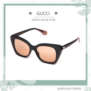 แว่นกันแดด GUCCI : GG0921S 003 SIZE 55 MM . (ฺBLACK-BLACK-ORANGE)