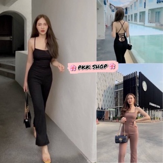 🌸PKK _SHOP🌸ชุดจั้มสูทสายเดี่ยวขายาว ดีเทลร้อยเชือกด้านหลัง🌼พร้อมส่ง🌼