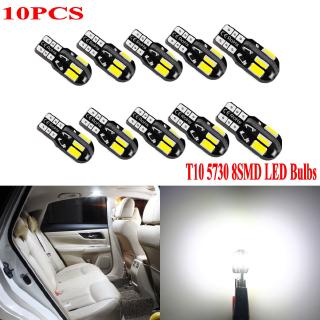 หลอดไฟ LED แคนบัส T10 5730 8SMD สีขาว สําหรับติดภายในรถยนต์ 10 ชิ้น