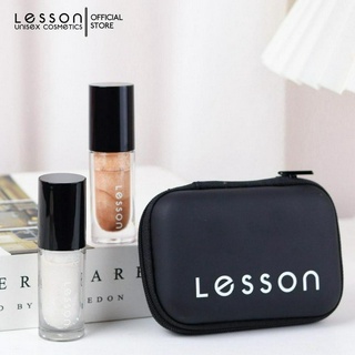 [โค้ดลด 65 บาท LESSON99] LESSON | DAILY GLOW LIGHTING LIQUID SET ไฮไลต์ชิมเมอร์ เซต 2 สี + LS POUCH กระเป๋าพกพา