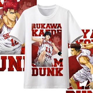 Tshirtคอลูกเรือcrew neckหมอนอนิเมะAnime pillow☏♙การ์ตูนอะนิเมะรอบ slam dunk เสื้อยืดแขนสั้นผู้ชาย Sakuragi Flower Road R